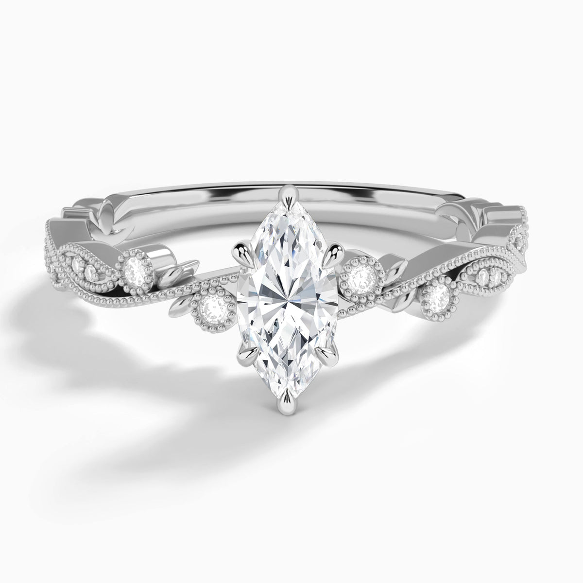 Marquise Selena Lab Grown Diamond Engagement Ring In 18K White Gold - Lucenjuri