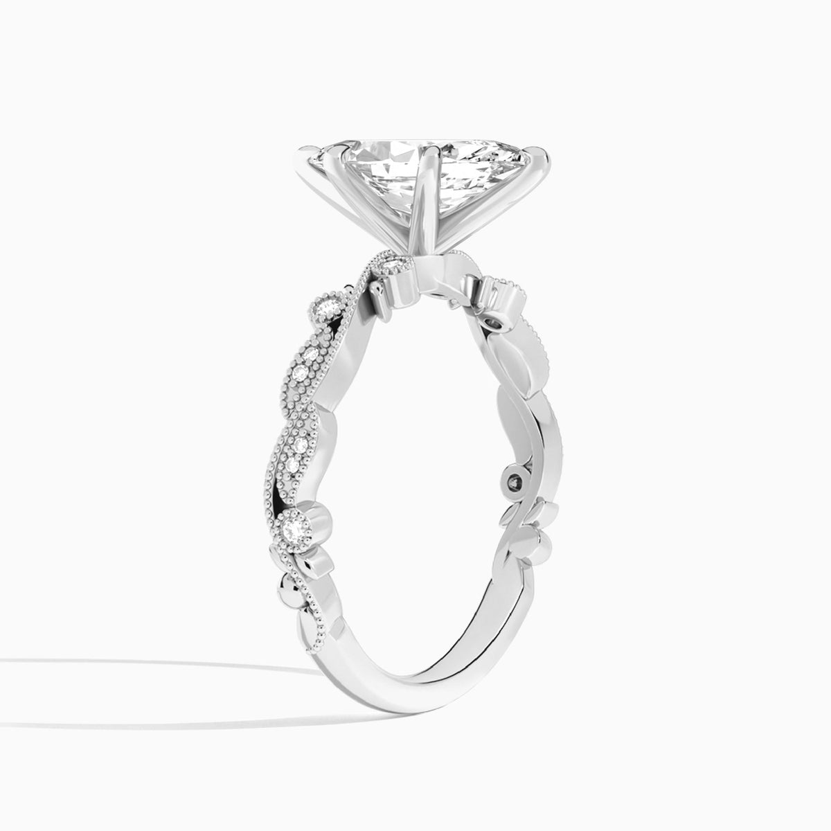 Marquise Selena Lab Grown Diamond Engagement Ring In 18K White Gold, Angle View