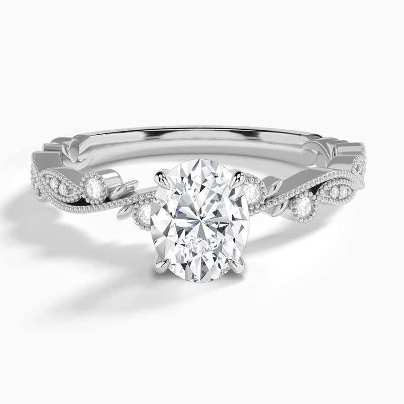 Oval Selena Lab Grown Diamond Engagement Ring In 18K White Gold - Lucenjuri