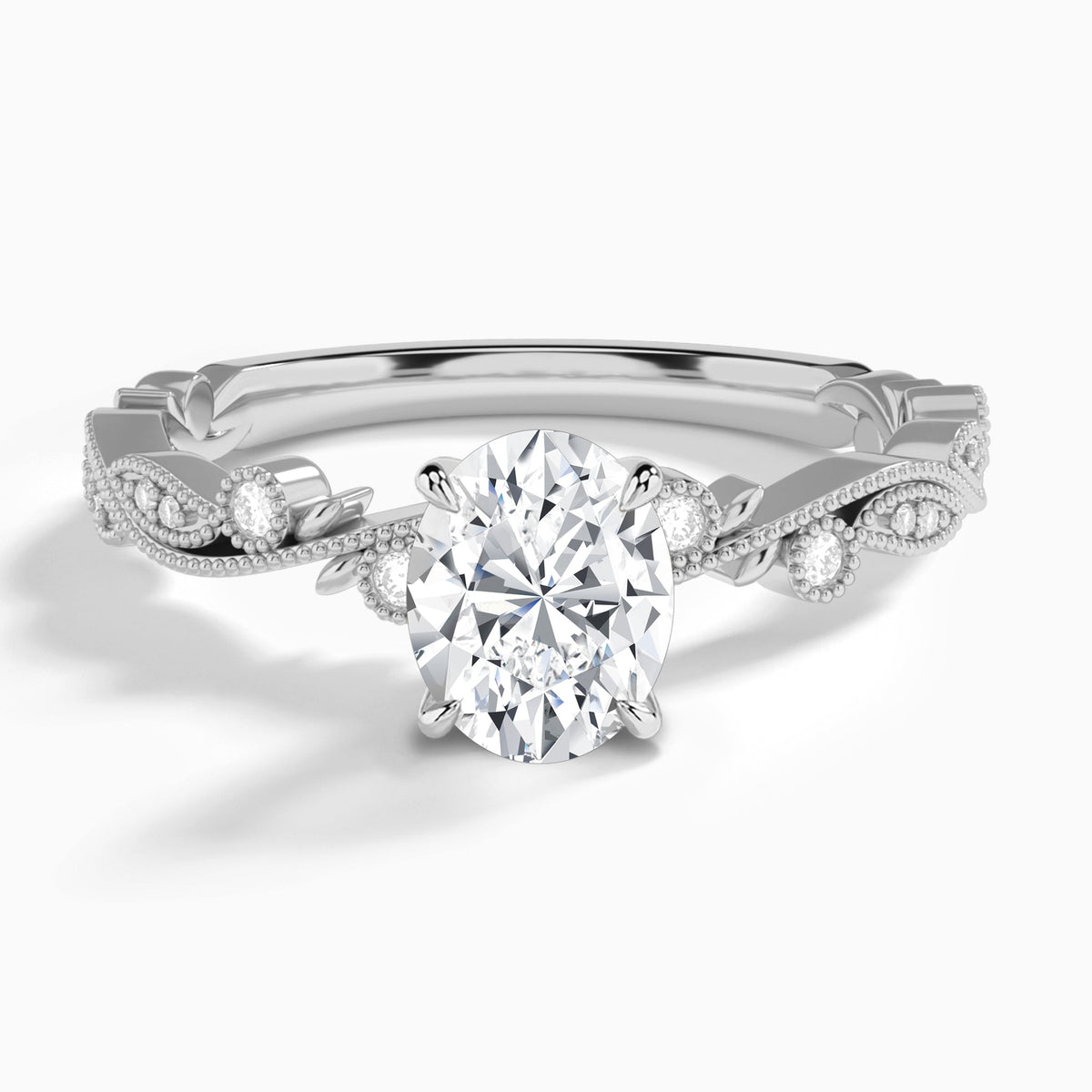 Oval Selena Lab Grown Diamond Engagement Ring In 14K White Gold - Lucenjuri