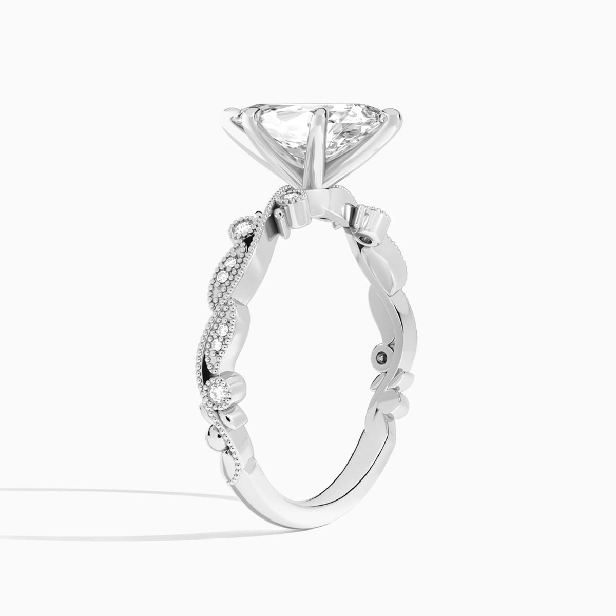 Pear Selena Lab Grown Diamond Engagement Ring In 14K White Gold, Angle View