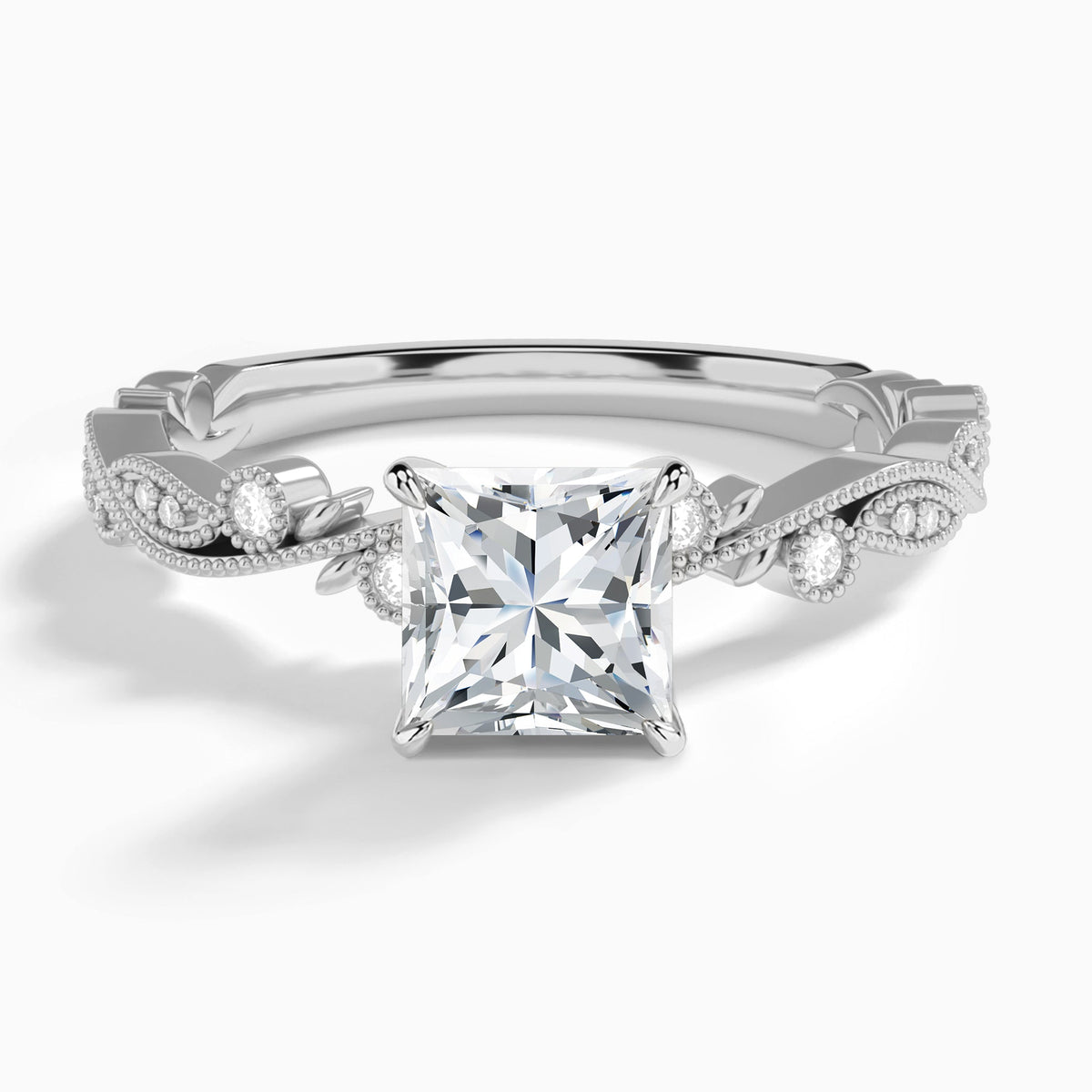 Princess Selena Lab Grown Diamond Engagement Ring In 14K White Gold - Lucenjuri