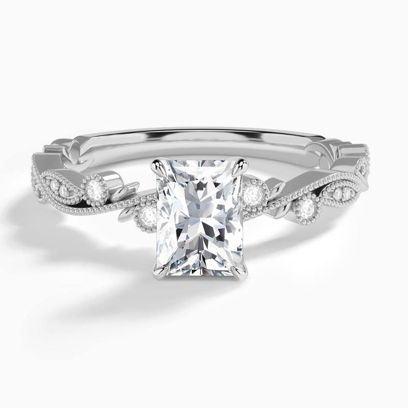 Radiant Selena Lab Grown Diamond Engagement Ring In 14K White Gold - Lucenjuri