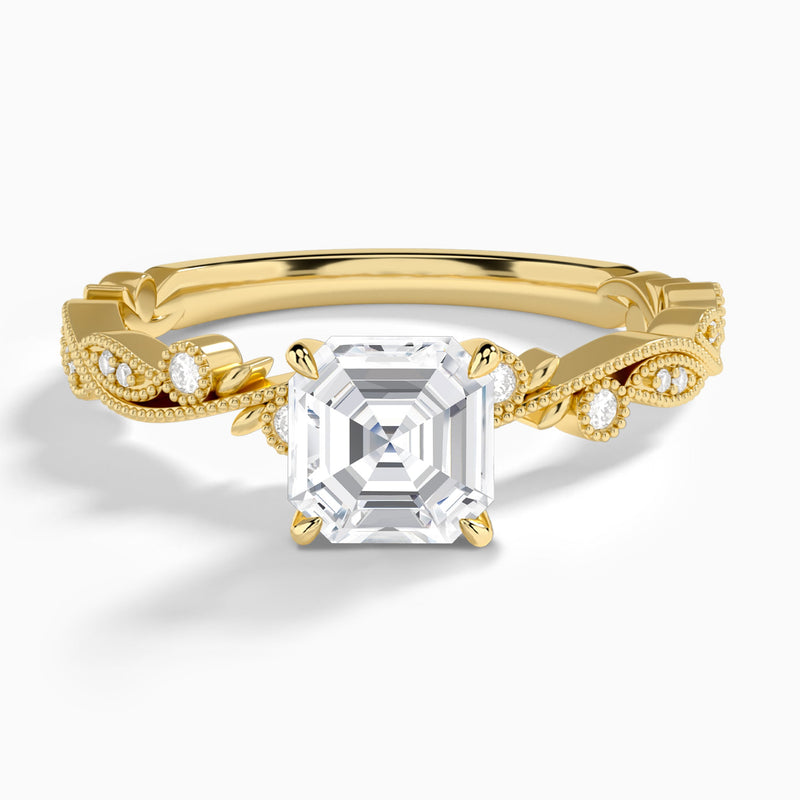 Asscher Selena Lab Grown Diamond Engagement Ring In 14K Yellow Gold - Lucenjuri