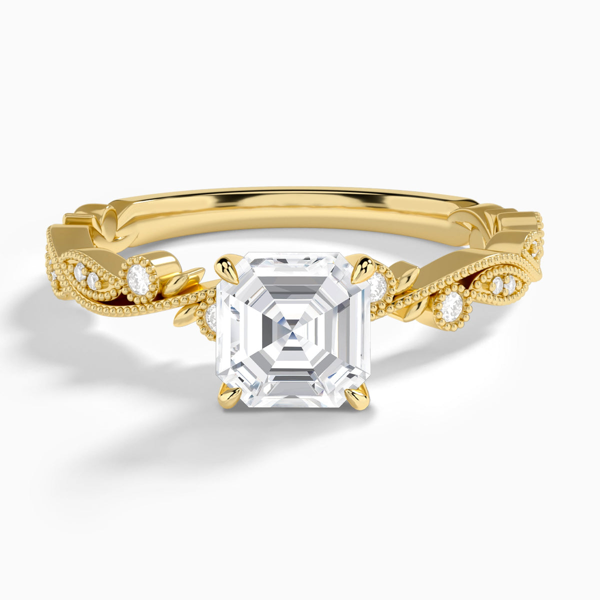 Asscher Selena Lab Grown Diamond Engagement Ring In 18K Yellow Gold - Lucenjuri