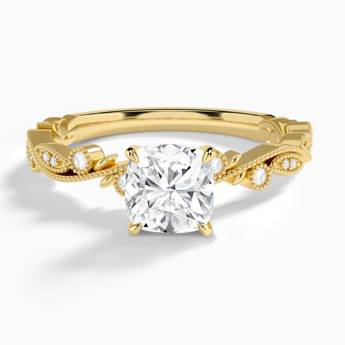 Cushion Selena Lab Grown Diamond Engagement Ring In 18K Yellow Gold - Lucenjuri