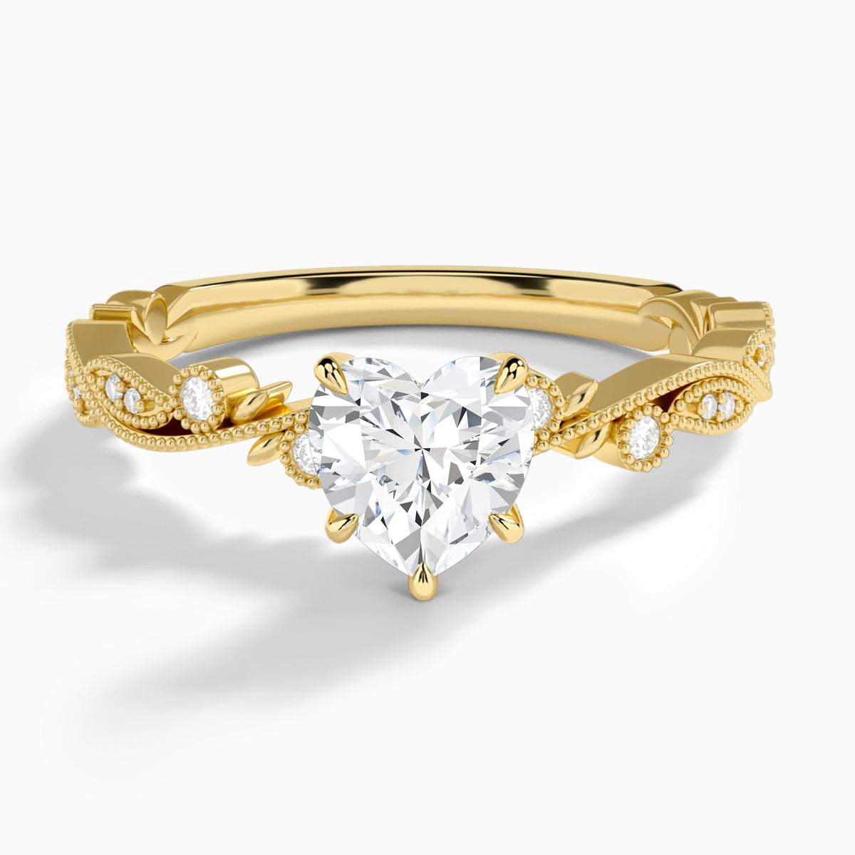Heart Selena Lab Grown Diamond Engagement Ring In 14K Yellow Gold - Lucenjuri