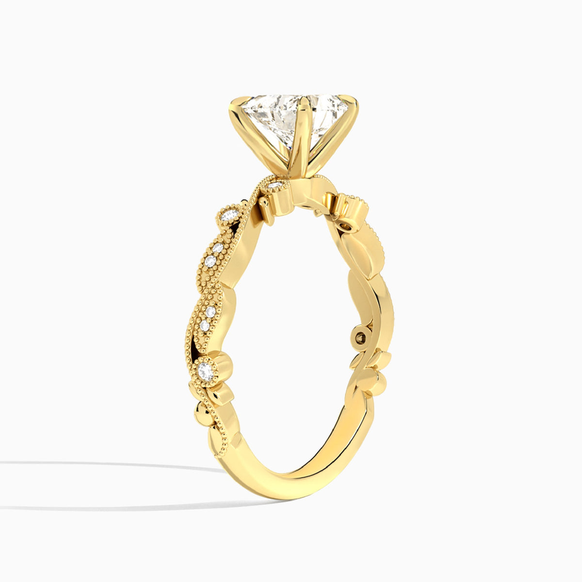Heart Selena Lab Grown Diamond Engagement Ring In 18K Yellow Gold, Angle View