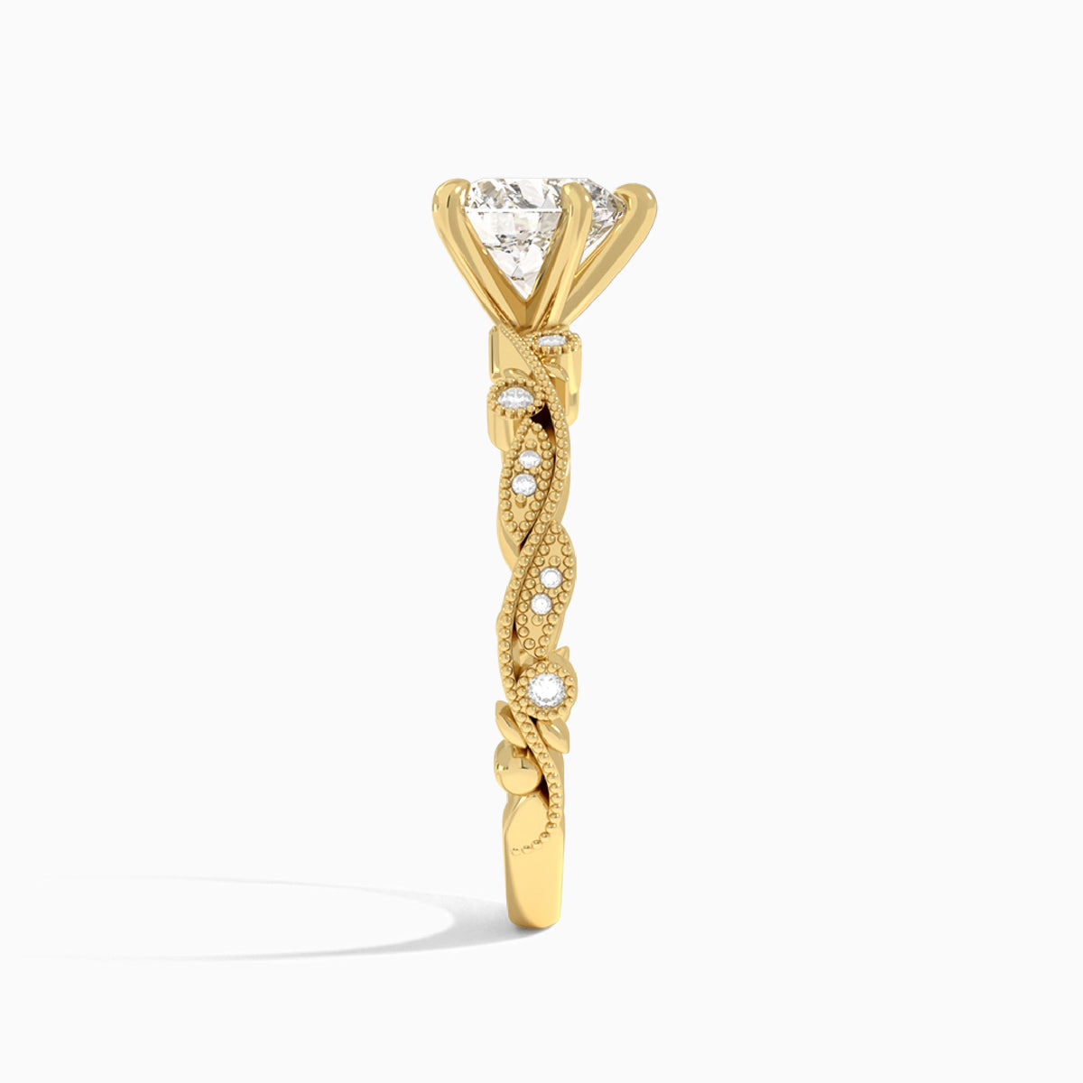 Heart Selena Lab Grown Diamond Engagement Ring In 14K Yellow Gold, Side View