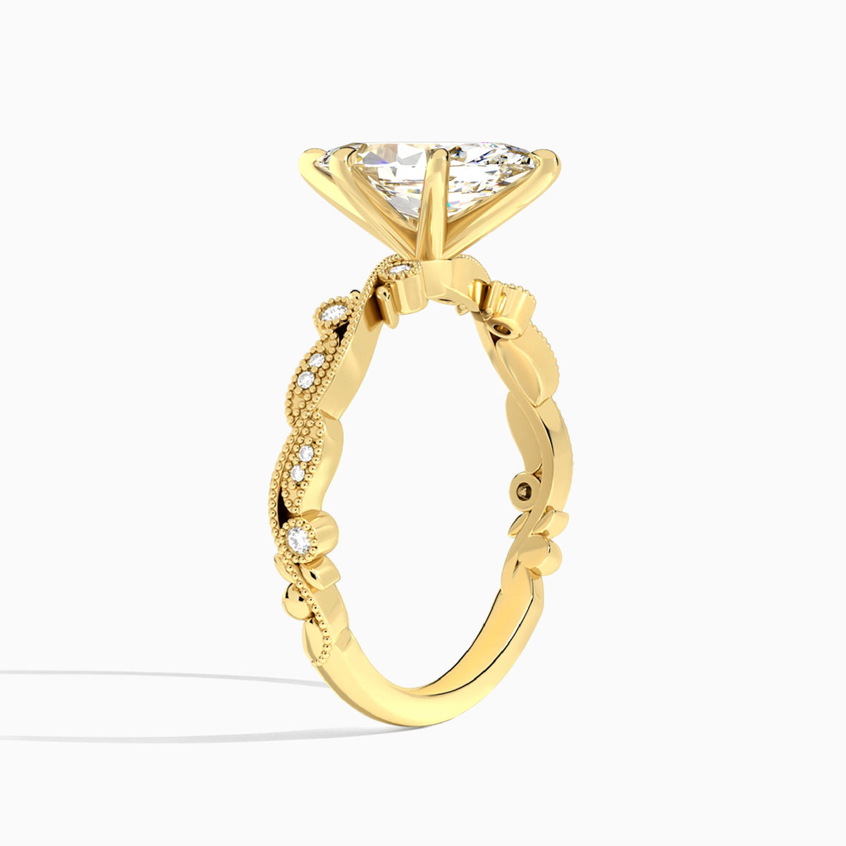 Marquise Selena Lab Grown Diamond Engagement Ring In 14K Yellow Gold, Angle View