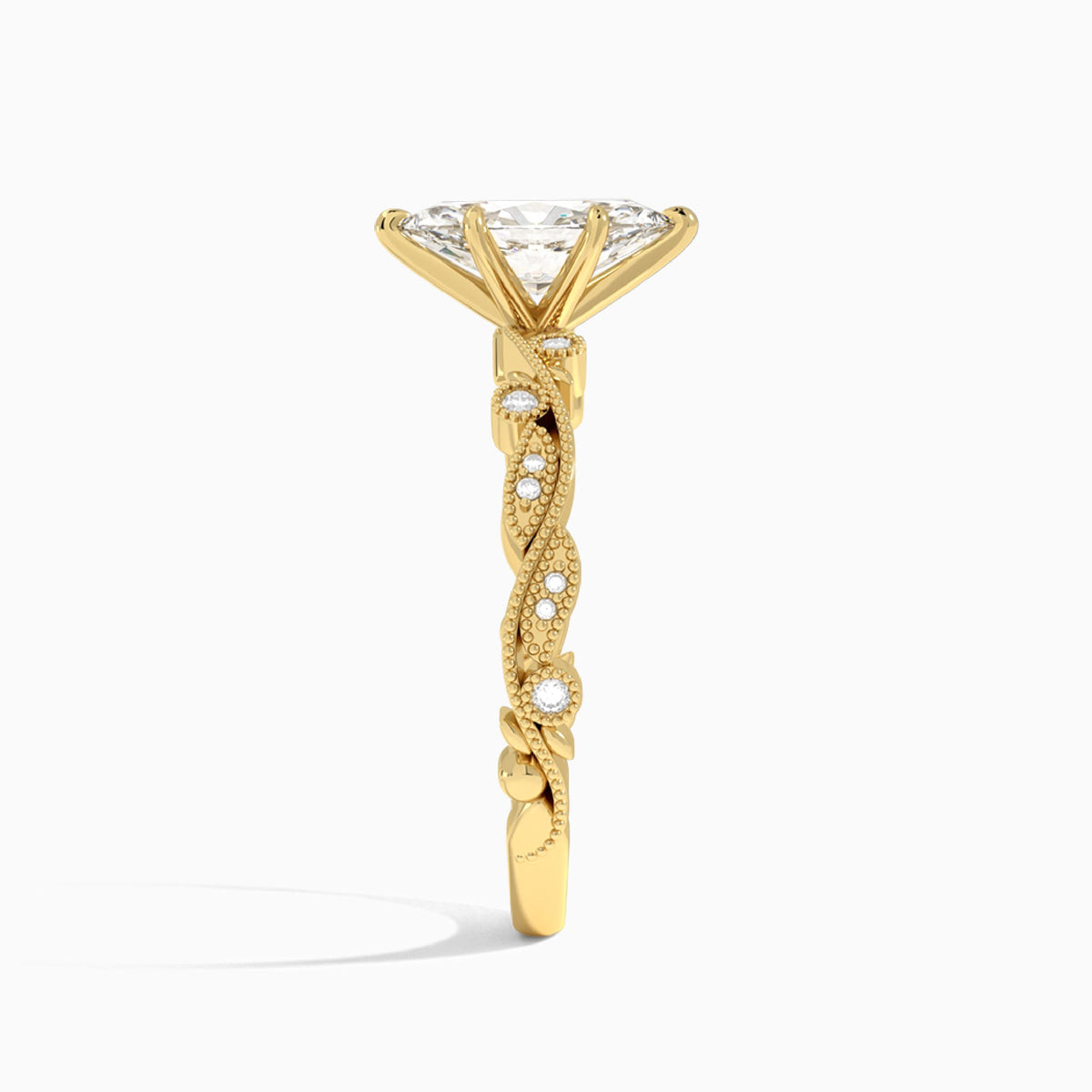 Marquise Selena Lab Grown Diamond Engagement Ring In 14K Yellow Gold, Side View