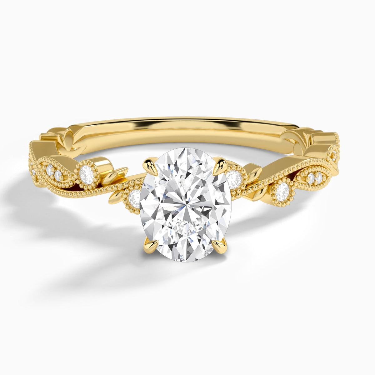 Oval Selena Lab Grown Diamond Engagement Ring In 14K Yellow Gold - Lucenjuri