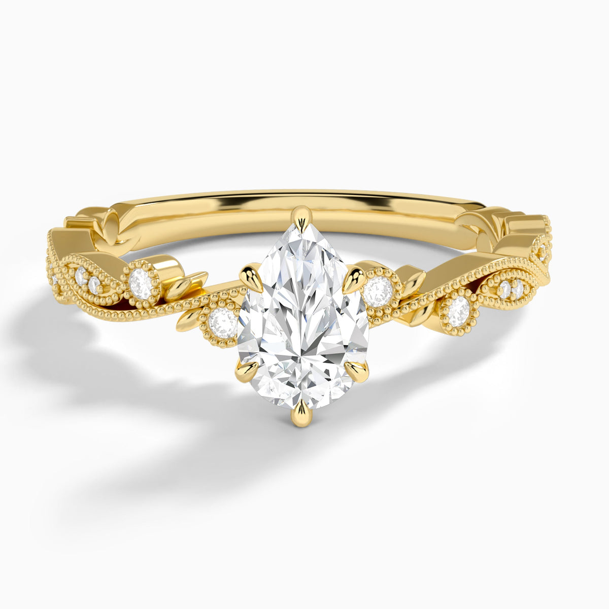 Pear Selena Lab Grown Diamond Engagement Ring In 14K Yellow Gold - Lucenjuri