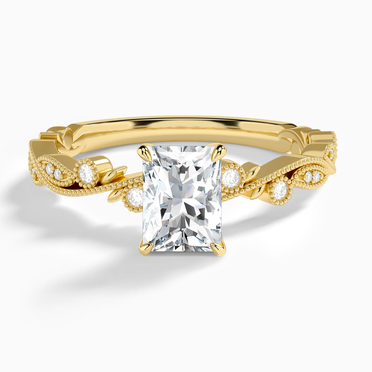 Radiant Selena Lab Grown Diamond Engagement Ring In 18K Yellow Gold - Lucenjuri