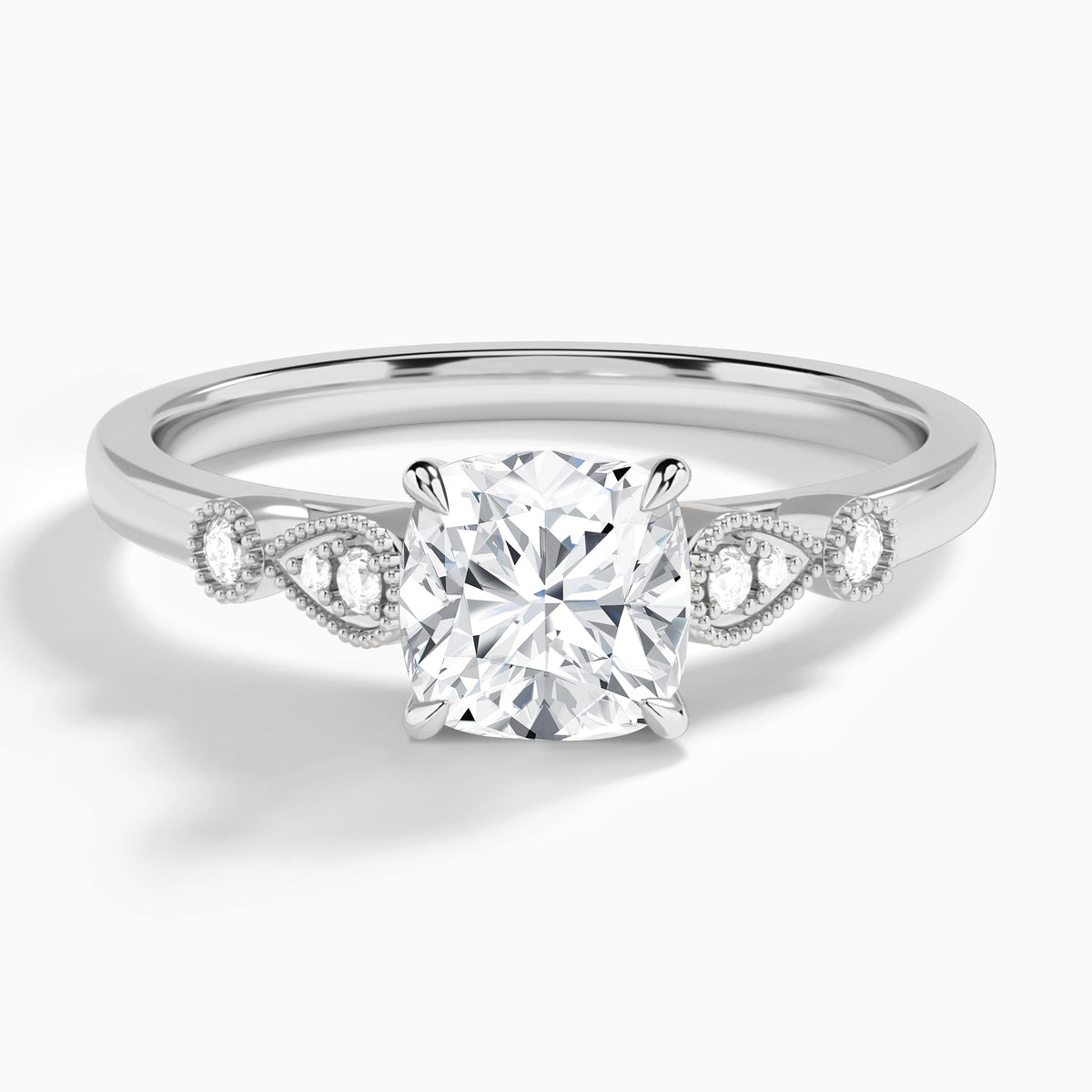 Cushion Ballad Lab Grown Diamond Engagement Ring In Platinum - Lucenjuri