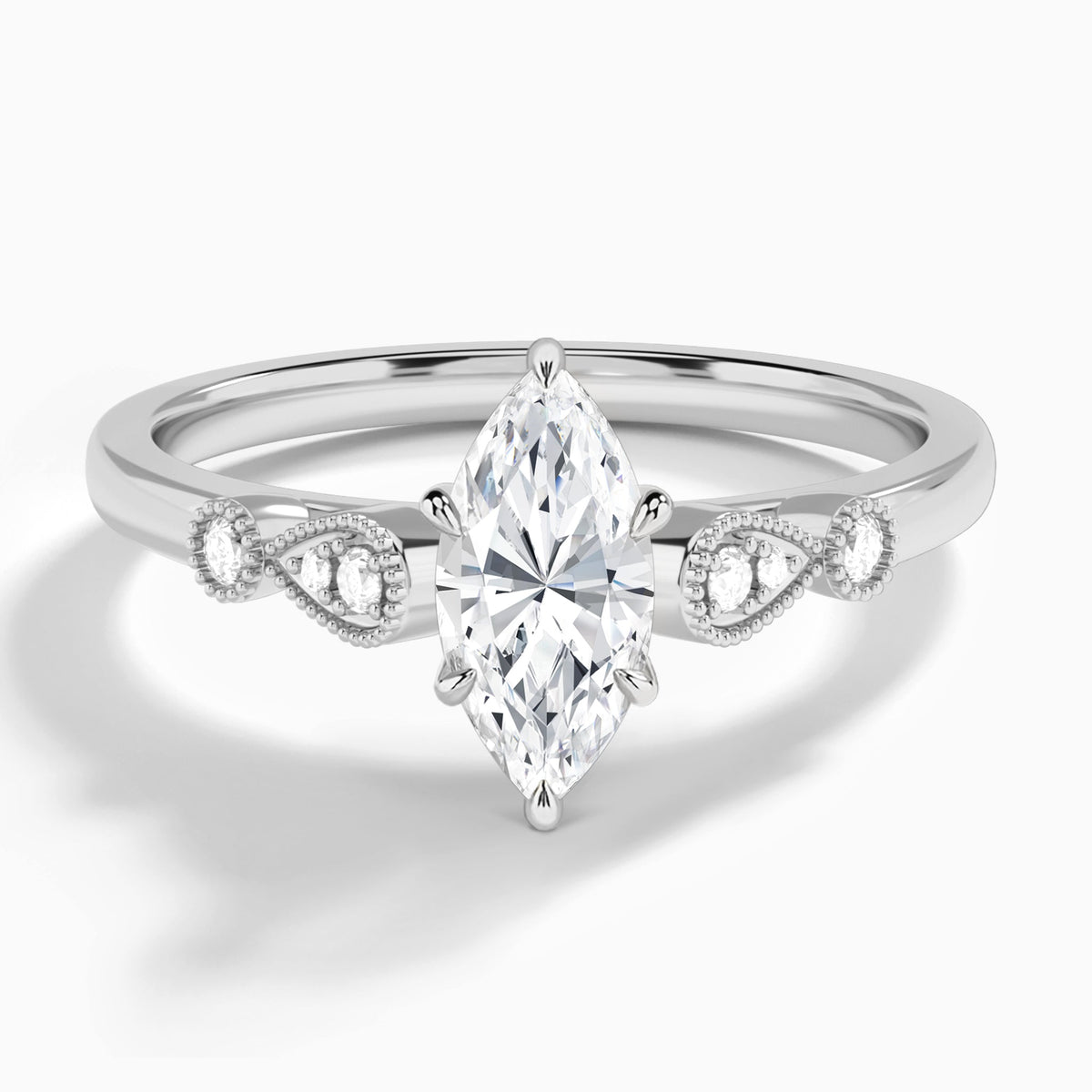 Marquise Ballad Lab Grown Diamond Engagement Ring In Platinum - Lucenjuri