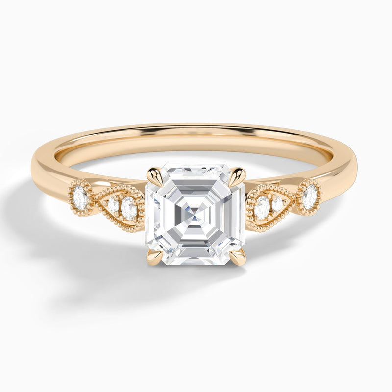 Asscher Ballad Lab Grown Diamond Engagement Ring In 14K Rose Gold - Lucenjuri