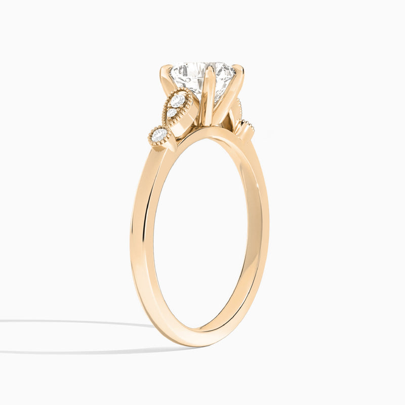 Cushion Ballad Lab Grown Diamond Engagement Ring In 14K Rose Gold, Angle View