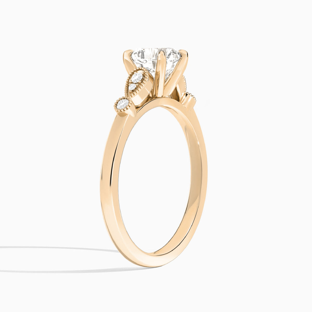 Cushion Ballad Lab Grown Diamond Engagement Ring In 14K Rose Gold, Angle View