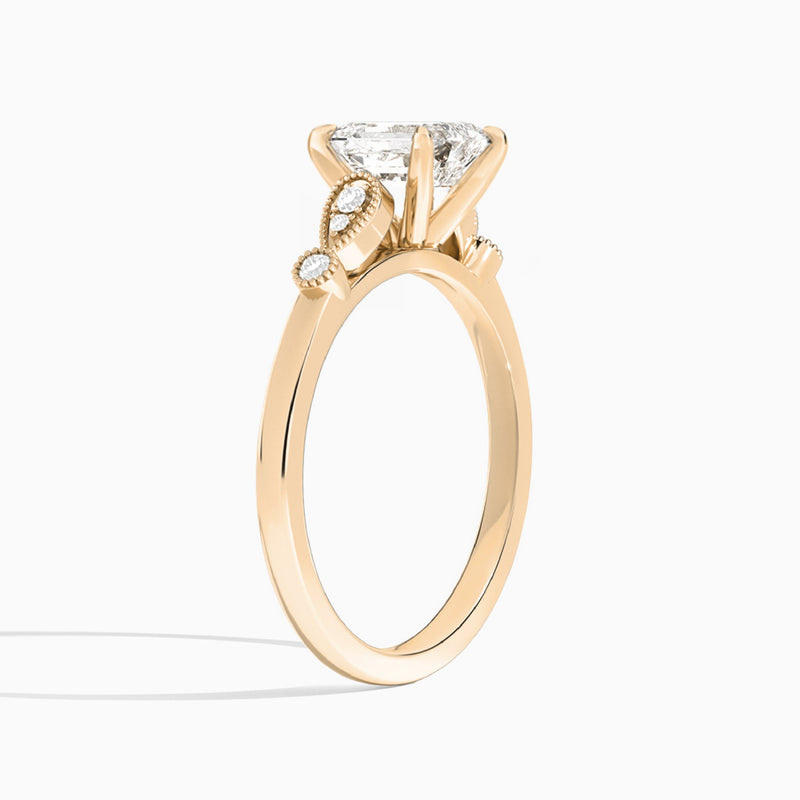 Emerald Ballad Lab Grown Diamond Engagement Ring In 14K Rose Gold, Angle View