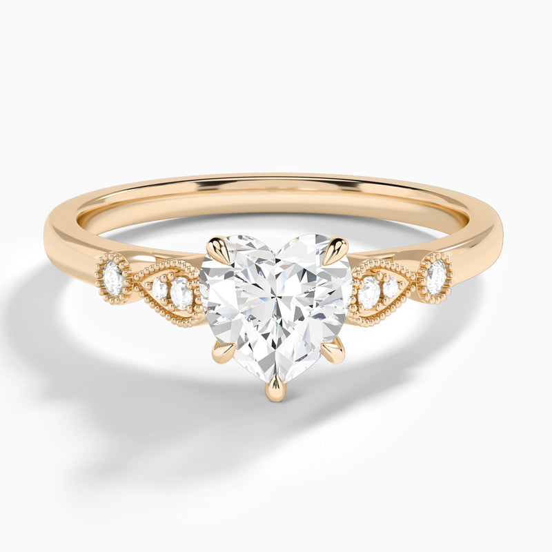 Heart Ballad Lab Grown Diamond Engagement Ring In 14K Rose Gold - Lucenjuri