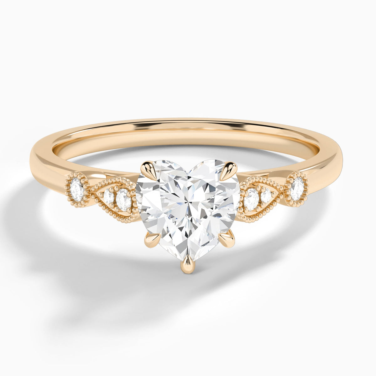 Heart Ballad Lab Grown Diamond Engagement Ring In 14K Rose Gold - Lucenjuri