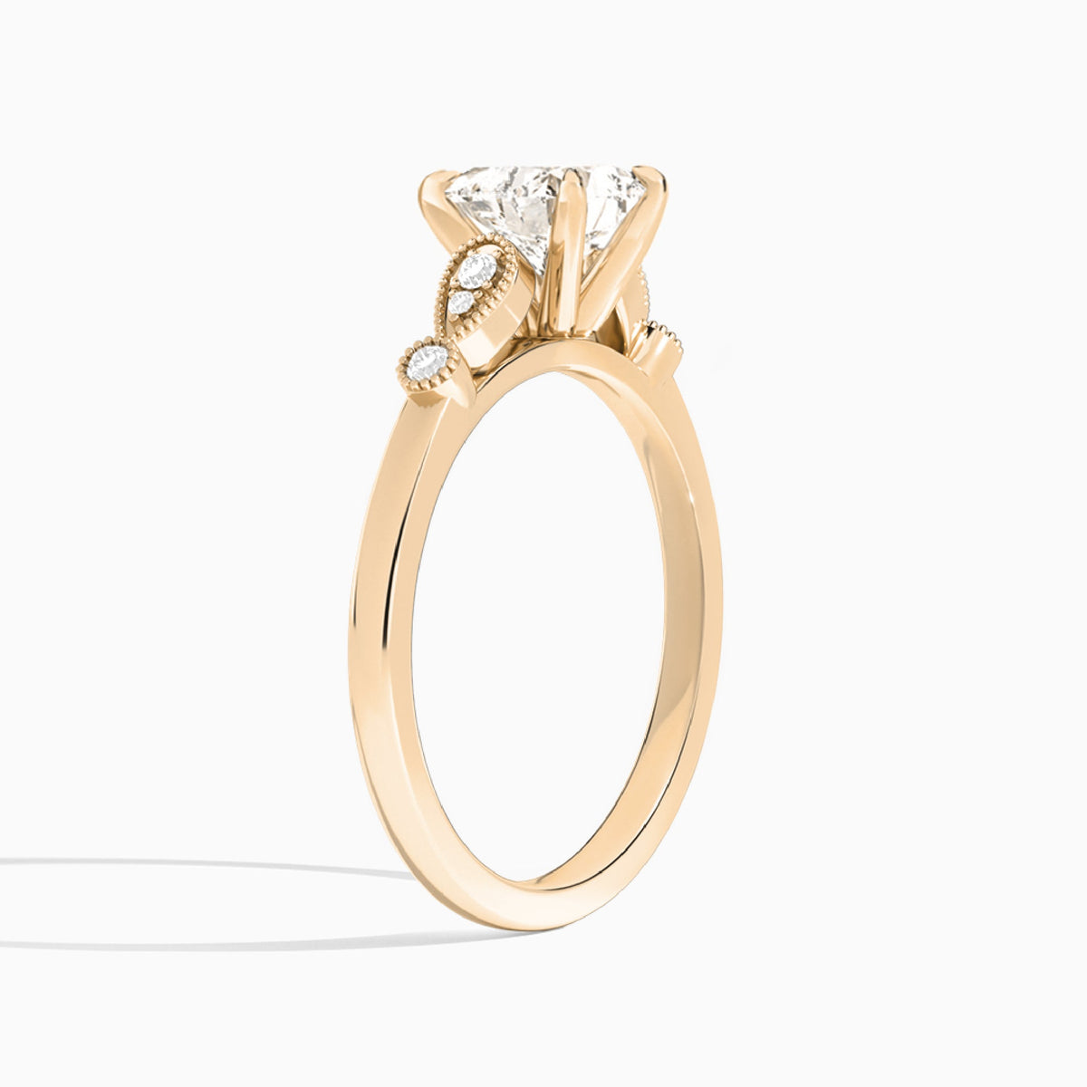 Heart Ballad Lab Grown Diamond Engagement Ring In 14K Rose Gold, Angle View