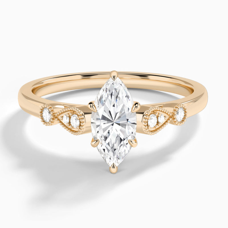 Marquise Ballad Lab Grown Diamond Engagement Ring In 14K Rose Gold - Lucenjuri