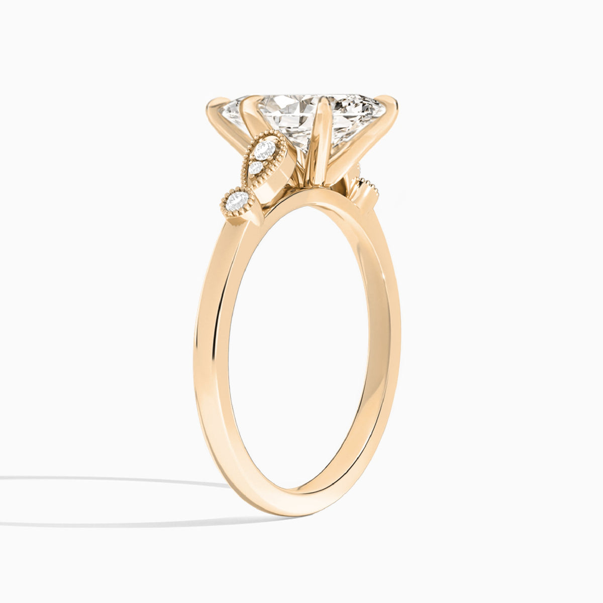 Marquise Ballad Lab Grown Diamond Engagement Ring In 14K Rose Gold, Angle View