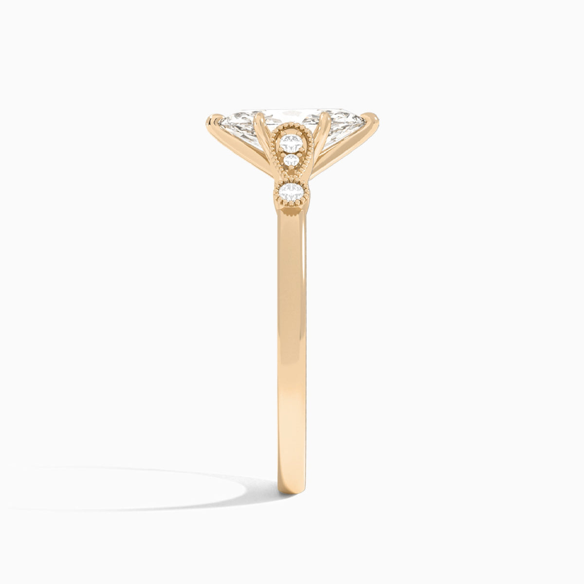 Marquise Ballad Lab Grown Diamond Engagement Ring In 14K Rose Gold, Side View