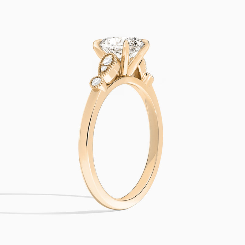 Oval Ballad Lab Grown Diamond Engagement Ring In 14K Rose Gold, Angle View
