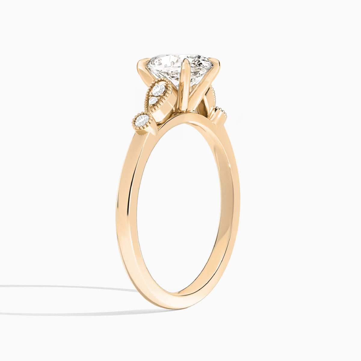 Oval Ballad Lab Grown Diamond Engagement Ring In 14K Rose Gold, Angle View