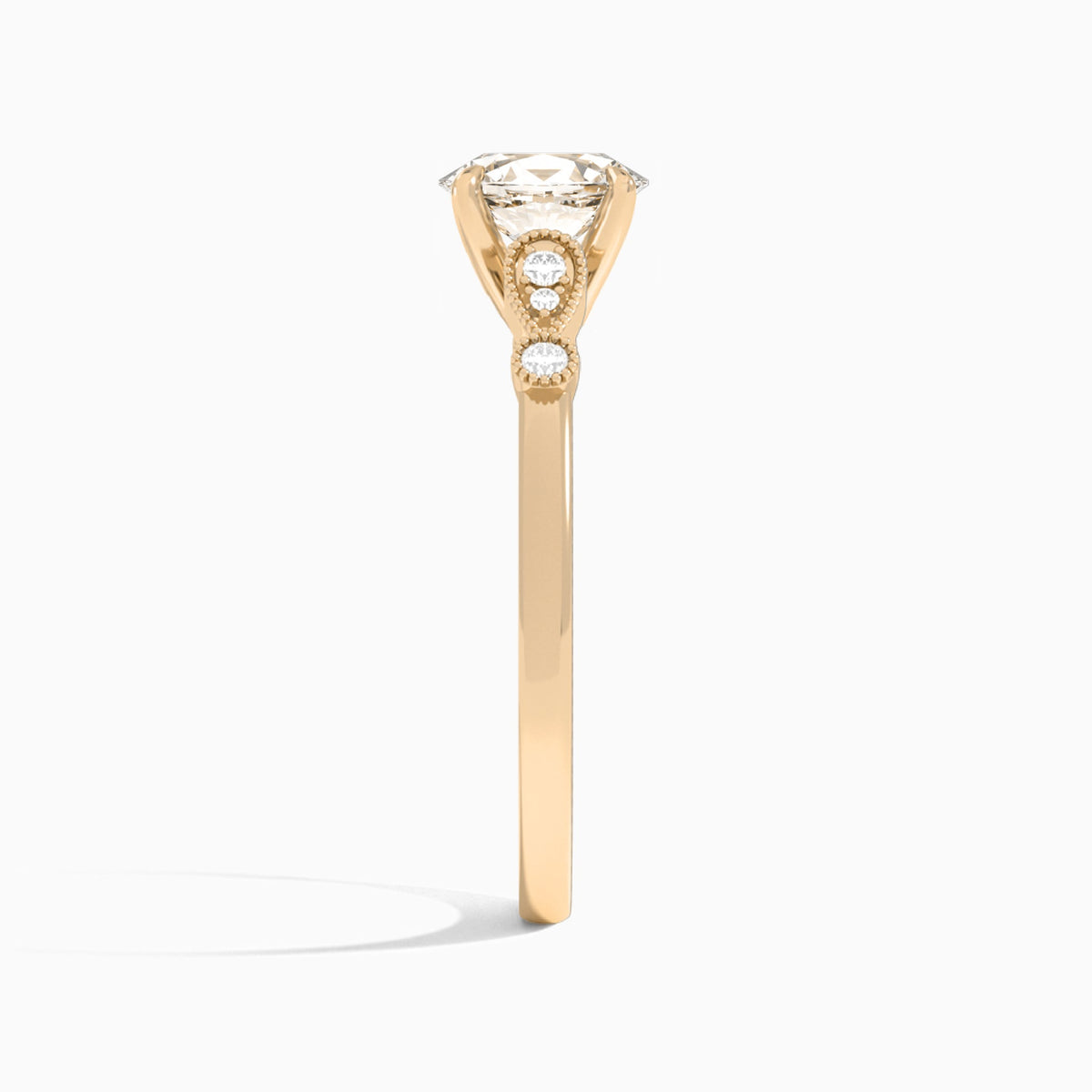 Oval Ballad Lab Grown Diamond Engagement Ring In 14K Rose Gold, Side View