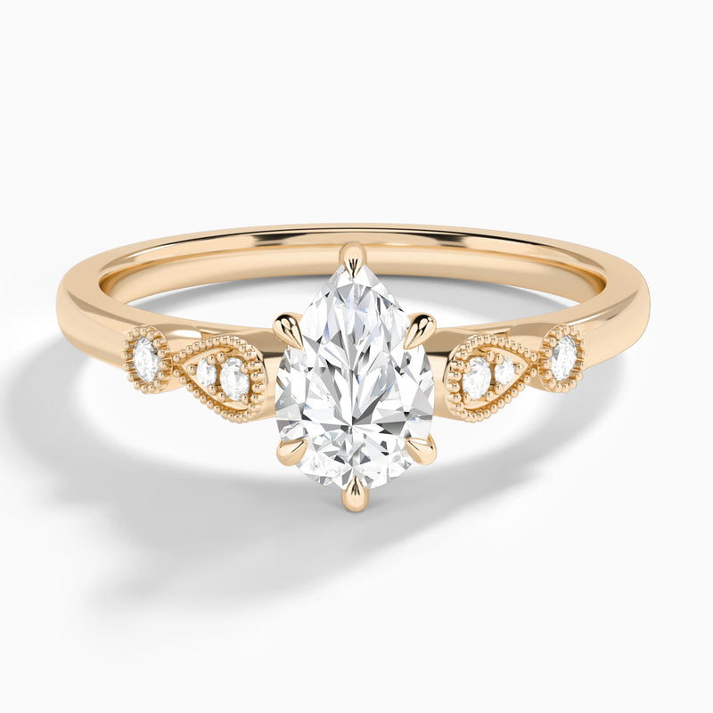 Pear Ballad Lab Grown Diamond Engagement Ring In 14K Rose Gold - Lucenjuri