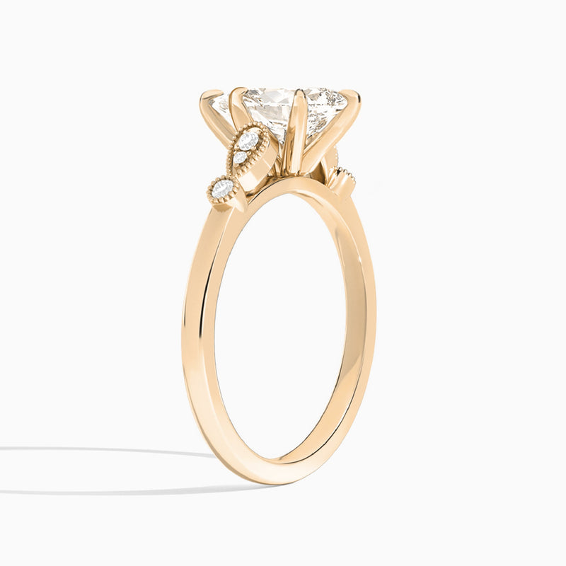 Pear Ballad Lab Grown Diamond Engagement Ring In 14K Rose Gold, Angle View
