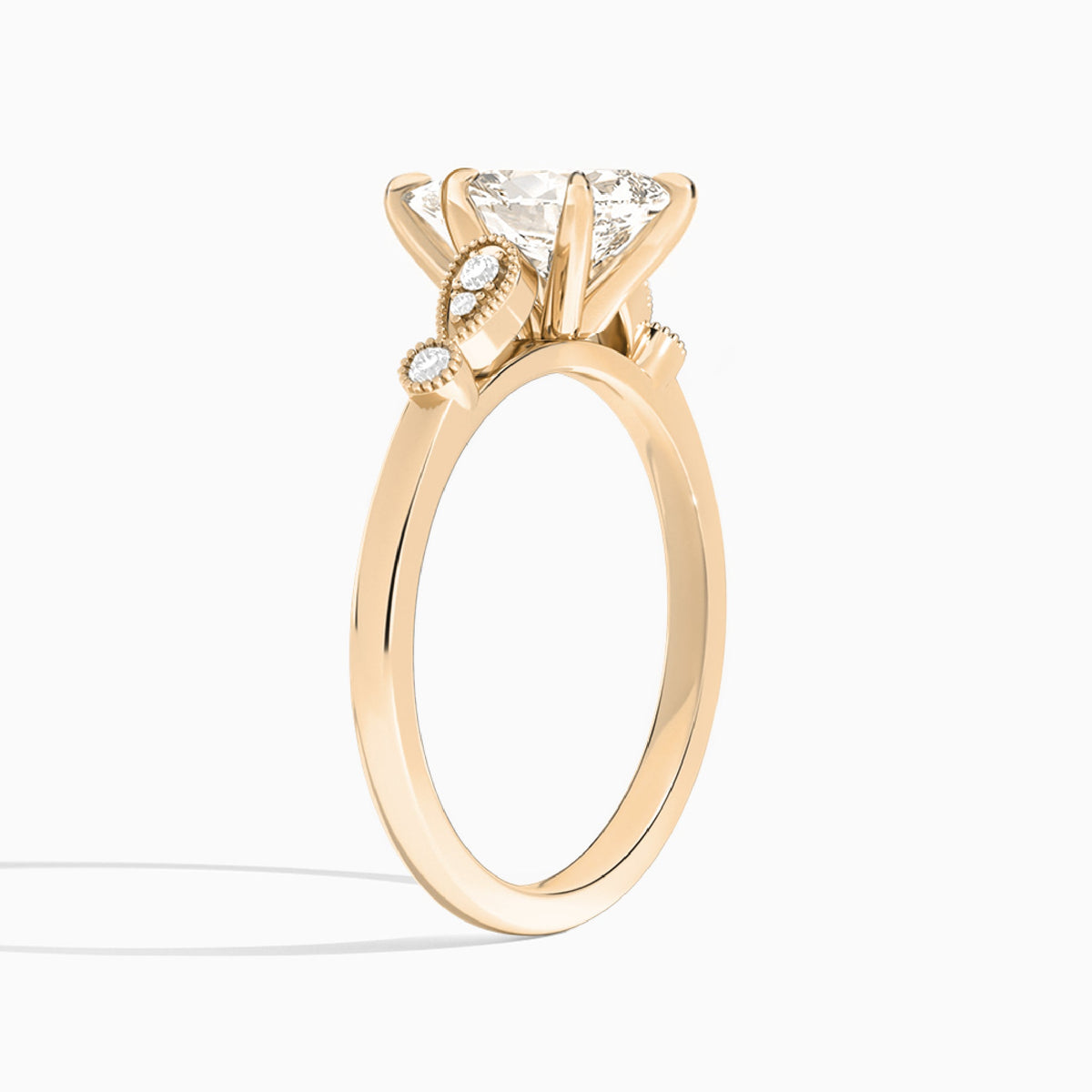 Pear Ballad Lab Grown Diamond Engagement Ring In 14K Rose Gold, Angle View