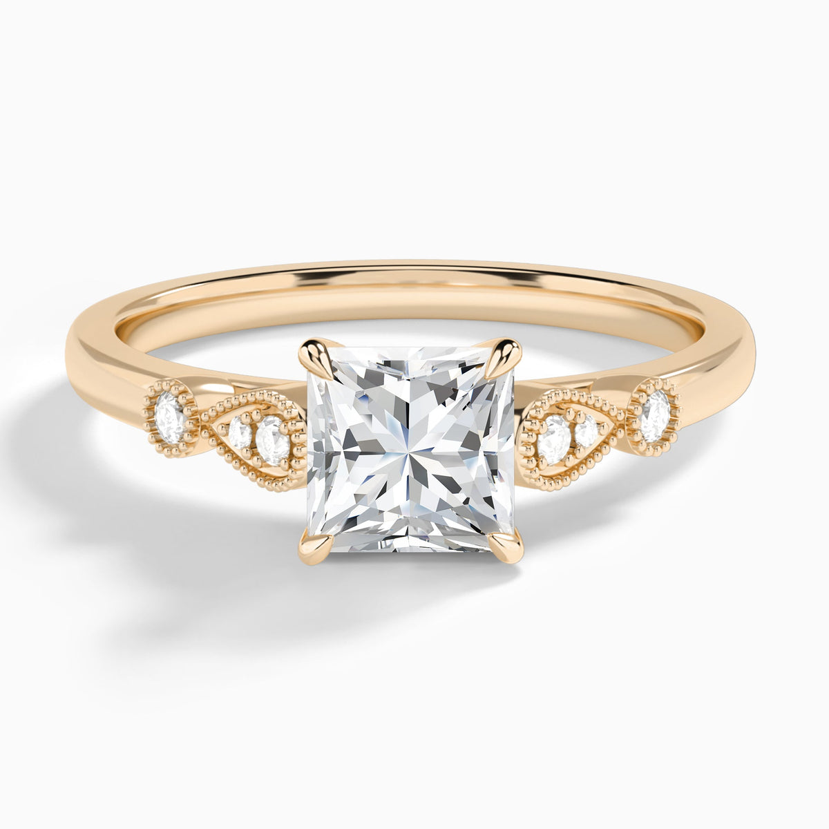 Princess Ballad Lab Grown Diamond Engagement Ring In 14K Rose Gold - Lucenjuri