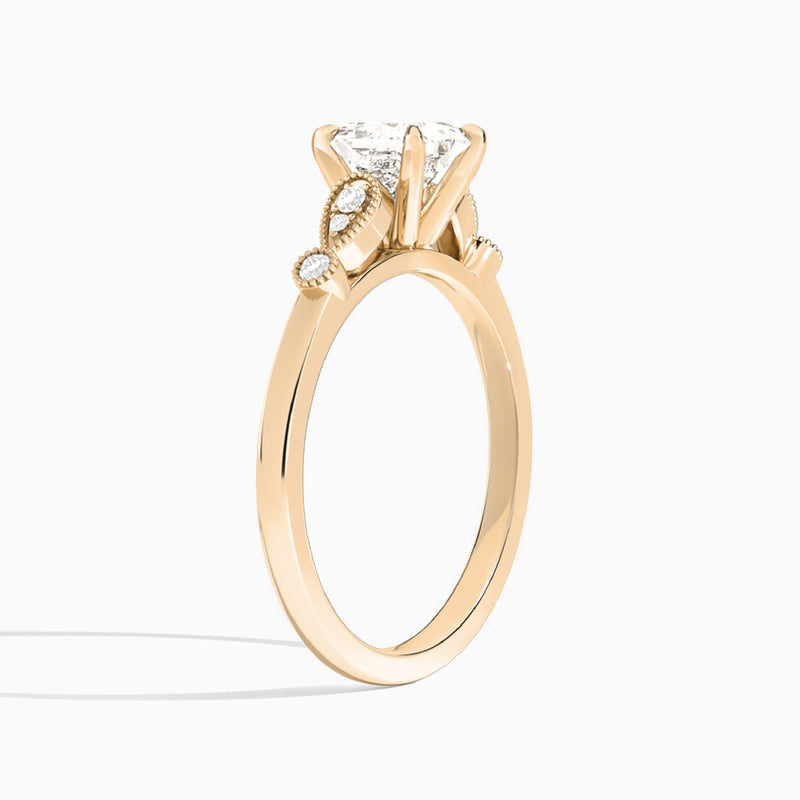 Princess Ballad Lab Grown Diamond Engagement Ring In 14K Rose Gold, Angle View