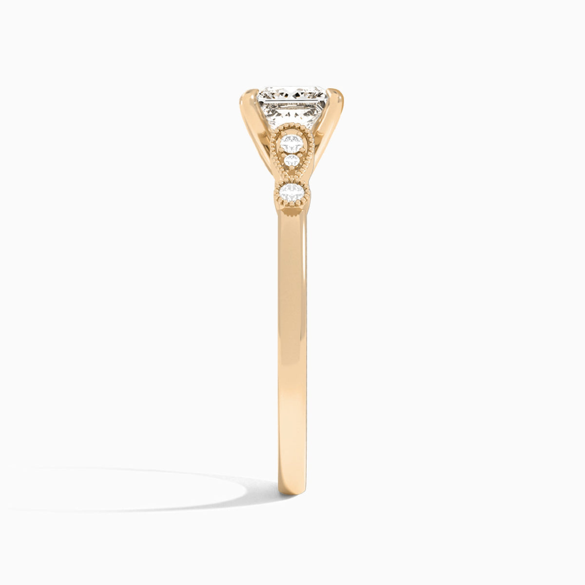 Princess Ballad Lab Grown Diamond Engagement Ring In 14K Rose Gold, Side View