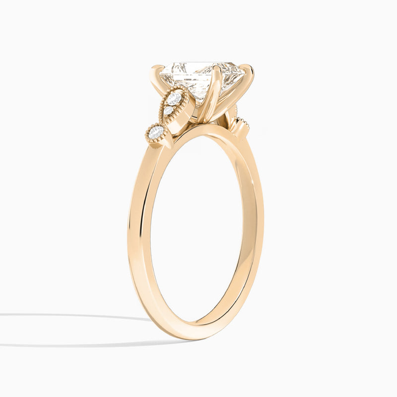 Radiant Ballad Lab Grown Diamond Engagement Ring In 14K Rose Gold, Angle View