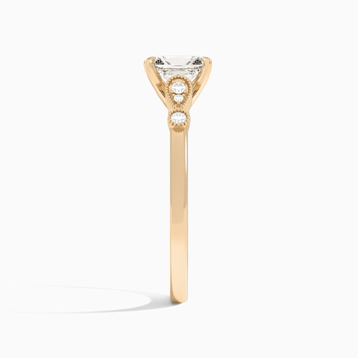 Radiant Ballad Lab Grown Diamond Engagement Ring In 14K Rose Gold, Side View