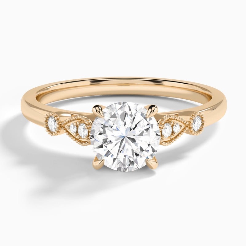 Round Ballad Lab Grown Diamond Engagement Ring In 14K Rose Gold - Lucenjuri