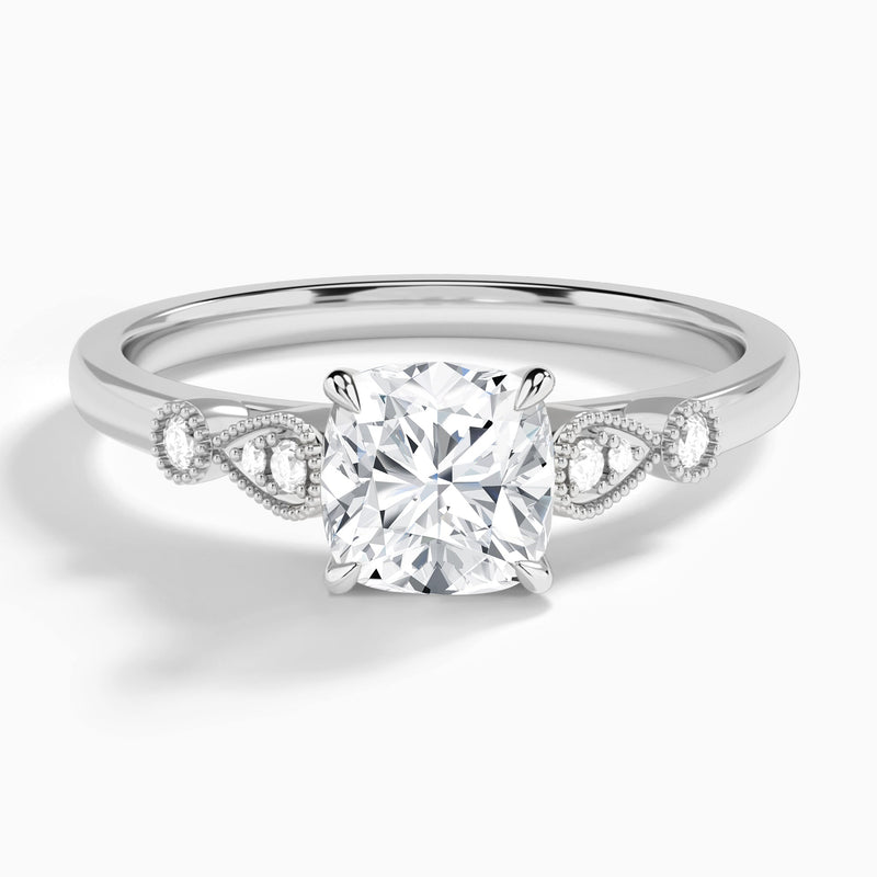 Cushion Ballad Lab Grown Diamond Engagement Ring In 18K White Gold - Lucenjuri