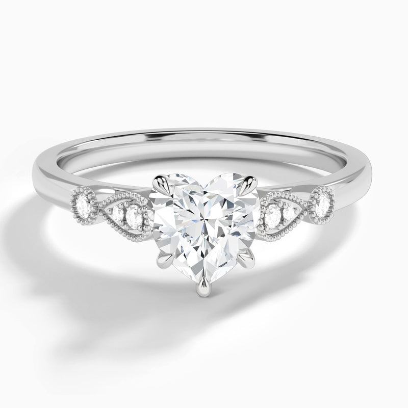 Heart Ballad Lab Grown Diamond Engagement Ring In 14K White Gold - Lucenjuri