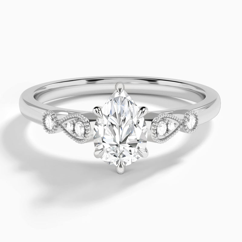 Pear Ballad Lab Grown Diamond Engagement Ring In 18K White Gold - Lucenjuri