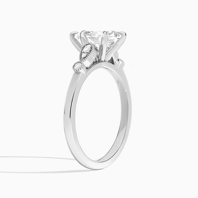 Pear Ballad Lab Grown Diamond Engagement Ring In 18K White Gold, Angle View