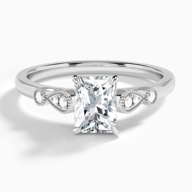 Radiant Ballad Lab Grown Diamond Engagement Ring In 14K White Gold - Lucenjuri