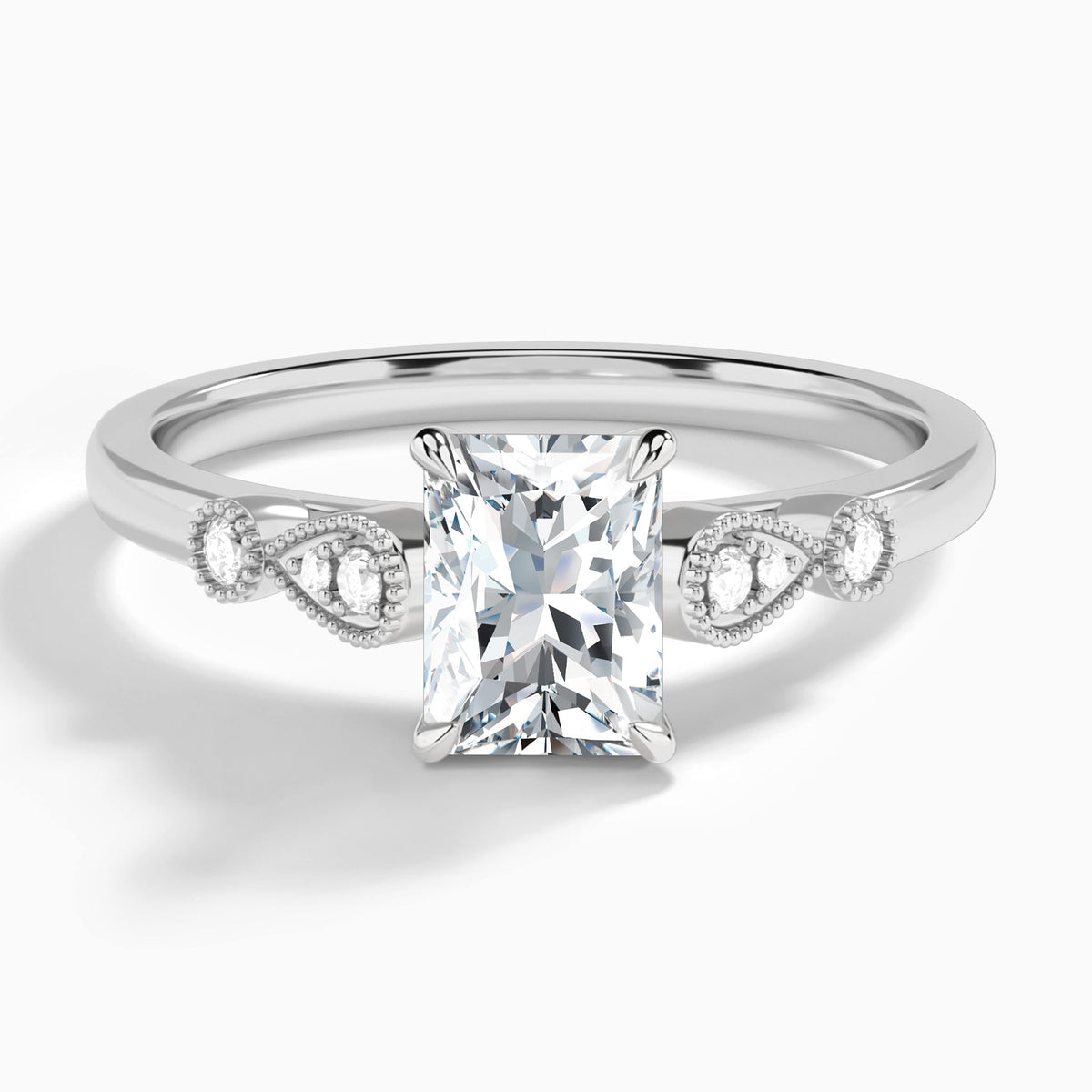 Radiant Ballad Lab Grown Diamond Engagement Ring In 18K White Gold - Lucenjuri