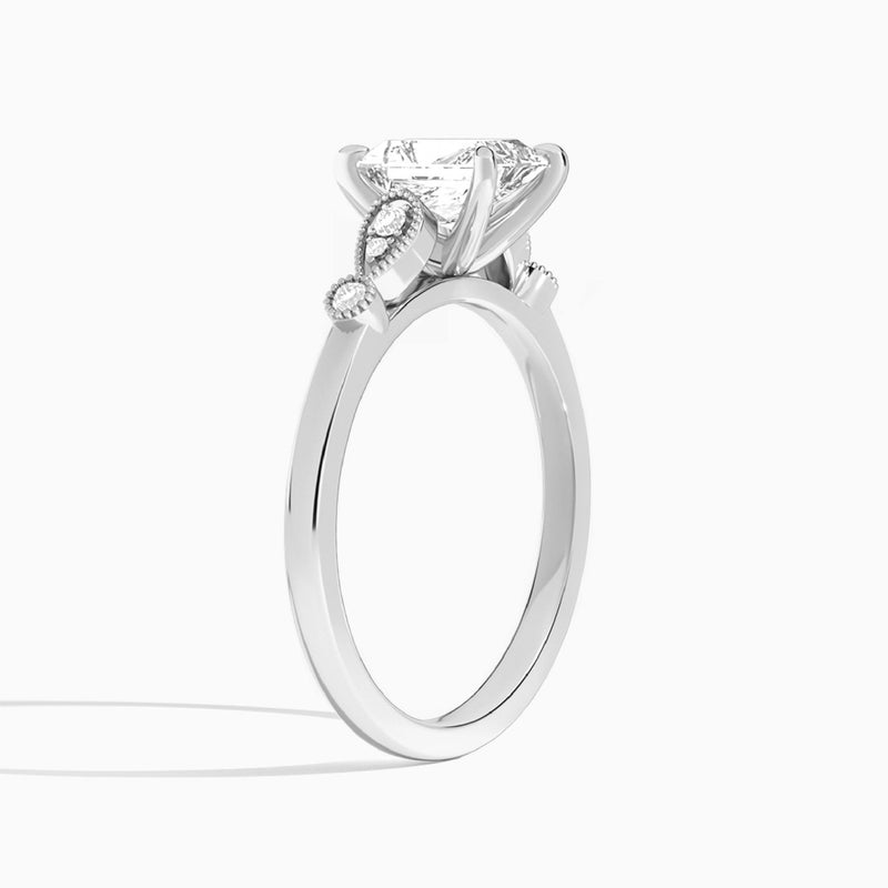 Radiant Ballad Lab Grown Diamond Engagement Ring In 14K White Gold, Angle View