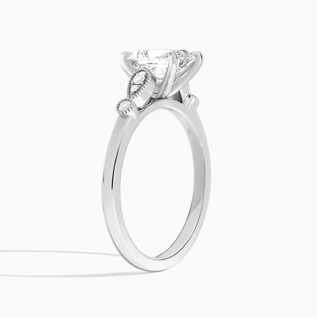 Radiant Ballad Lab Grown Diamond Engagement Ring In 18K White Gold, Angle View
